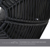 Grand patio Outdoor Modern 2-Seat Wicker Egg Chair with Cushion, Stationary Patio Loveseat Accent Chair, Grey Grand patio