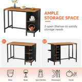 Tribesigns Kitchen Island, Kitchen Shelf Kitchen Bar Table with 5 Open Storage Shelves and Large Worktop, Industrial Butcher Block Island (Stools Not Included) Tribesigns