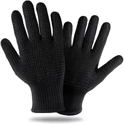 Teenitor Heat Resistant Glove With Silicone Bumps for Hair Iron Tool, Professional Heat Press Gloves, Hair Styling Protectant, Sublimation Black