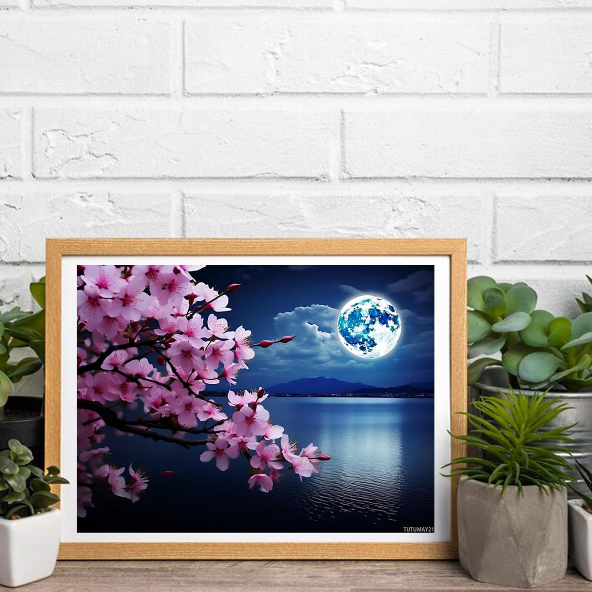 TUTUMAY21 5D Spring Cherry Blossom Diamond Painting Kits for Adults, Spring Cherry Blossom in Air DIY Full Drill Crystal Arts and Crafts, Gem Art Paints Home Wall Decor Gifts 12x16 inch TUTUMAY21