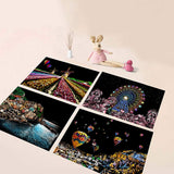 Scratch Painting Kits for Adults & Kids, Rainbow Painting Night View Scratchboard(A4), Crafts Set: 8 Sheets Scratch Cards with 6 tools in Bag - New York, Statue of Liberty, Seattle(America / Europe) MIASTAR