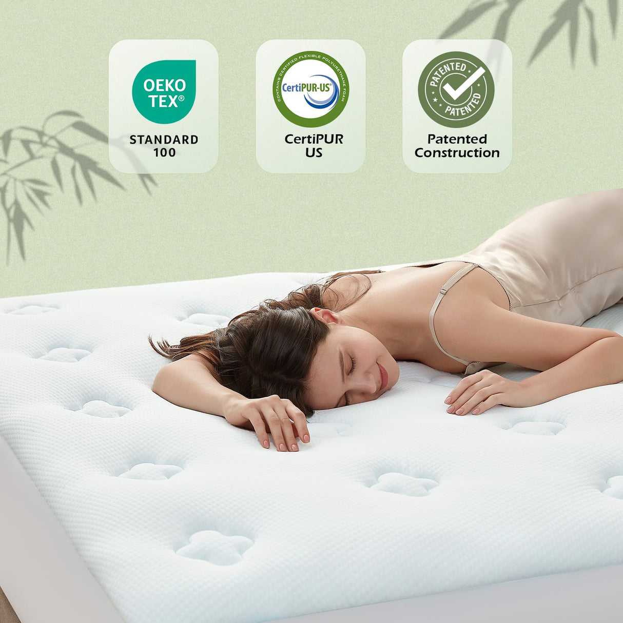 Hansleep Twin Mattress Topper Viscose Derived from Bamboo, Memory Foam Pillow Top Mattress Topper Twin with Deep Pocket, Breathable Mattress Pad for Back Pain Relief, 39" x 75", White Hansleep