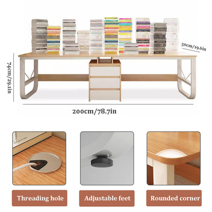 Extra Long Computer Desk,2 Person Desk With Drawers,double Workstation Desk For Home Office,large Wood Computer Desk Writing Table,modern Home Office Desk 78.7 Inch(200x50x73cm(79x20x29inch), - WoodArtSupply