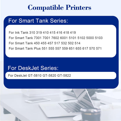 Pristar Compatible with HP 31 32XL Ink Bottle Set Compatible with HP Smart Tank 7301 7001 7602 5000 6001 5101 5102 5103 Plus 651 551 455 457 450 All-in-One Ink (165 ML 32XL Black Ink 100 ML 31 CMY Ink