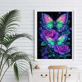 ZHUDENGXJL Butterfly Diamond Painting Kits for Adults,5D Diamond Art for Beginners, DIY Purple Rose Diamond Painting Crafts Arts Kit for Adults, Home Wall Decor 12 X 16 Inch ZHUDENGXJL