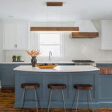 EDISLIVE Wood Linear LED Pendant Light Dimmable LED Chandelier 41.3 in Adjustable Linear Hanging Light Fixture 3000K 20W Island Light for Dinning Room Kitchen EDISLIVE