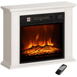 HOMCOM 26" Electric Fireplace with Mantel Surround, 1400W Replaceable Fireplace Insert Heater with Realistic Log and Flame Effect, Remote, Freestanding Fireplace Heater for Living Room, White HOMCOM