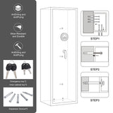 HEANVO 3-5 Gun Safes for Home Rifle and Pistols, Rifle Gun Safe for Shotguns, Quick Access Biometric Large Gun Cabinet Lock, Adjustable Rack Gun Safe HEANVO