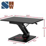 SHW 28" Over Desk Height Adjustable Standing Desk, Black SHW