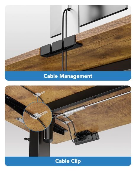 HUANUO 48" x 24" Electric Standing Desk Adjustable Height, 4 Memory Height Settings, Headphone Hook, Cable Manager, Sit Stand Up Desk for Home Office & Computer Workstation, Vintage Brown HUANUO