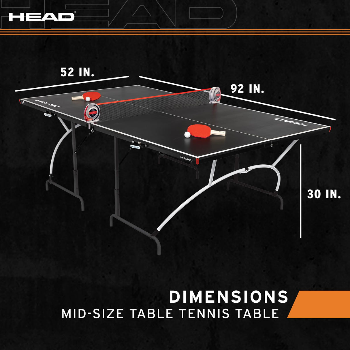 HEAD Easy Setup Ping Pong Table with Electronic Scorer - Junior Folding Table Tennis Table for Easy Storage - Game Room Table Includes 2 Paddles and Balls HEAD