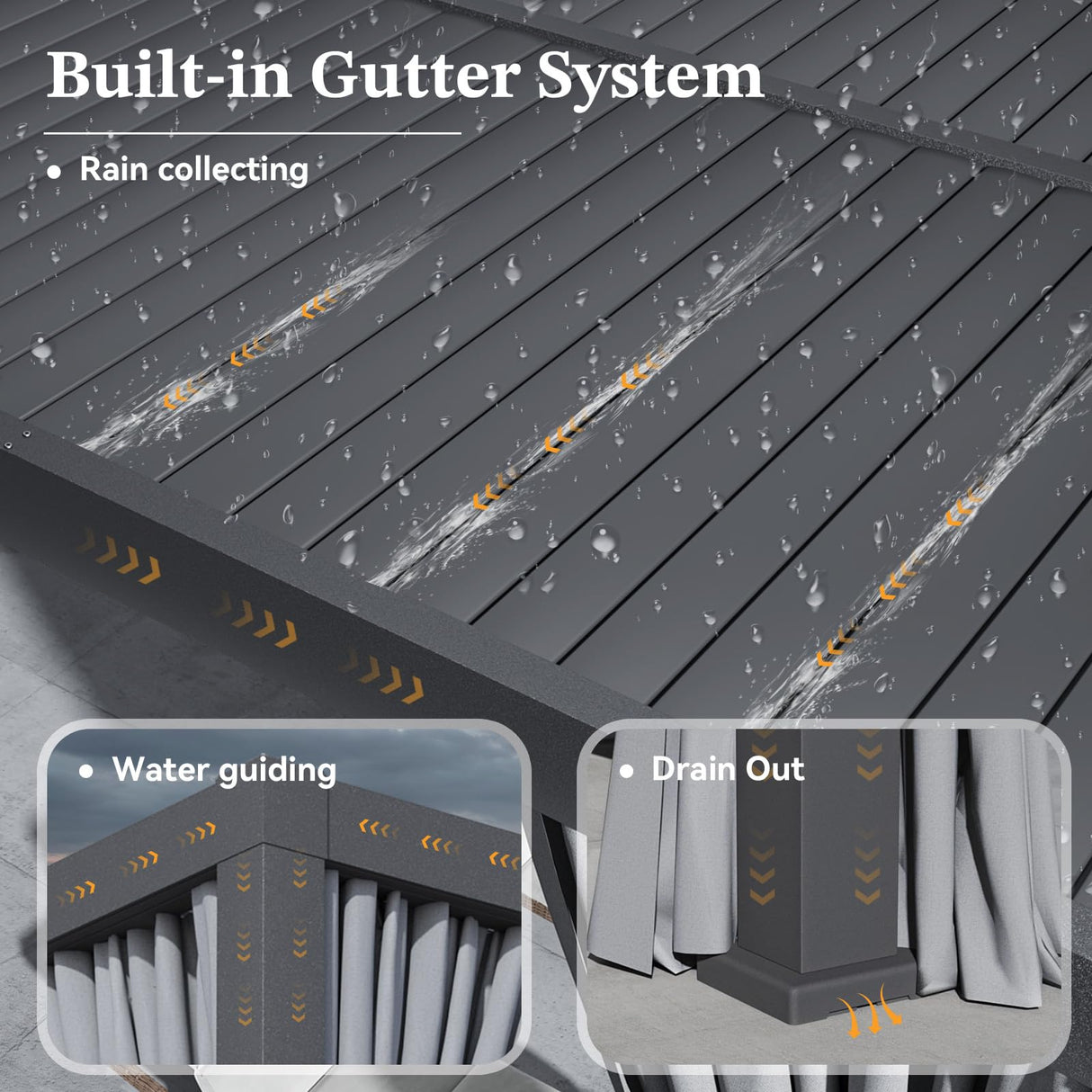 Jolydale Louvered Pergola 12ft x 20ft Outdoor Aluminum Pergola with Adjustable Top for Decks, Gardens and Backyards, Gray Jolydale