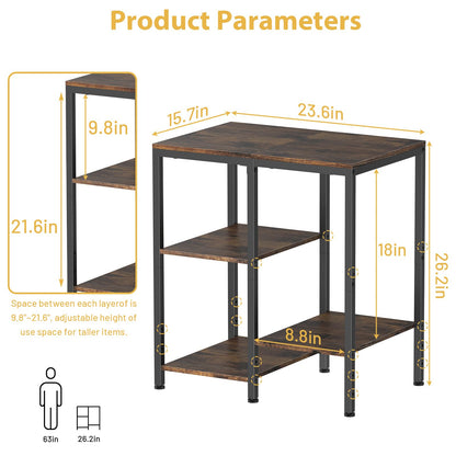 OGEMXU Kitchen Baker's Rack, Microwave Stand Table with Storage, 4-Tier Small Kitchen Shelf Rack for Living Room, Office, Corner, Industrial, Rustic Brown