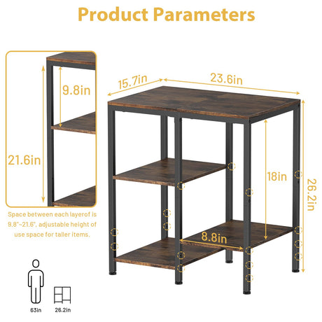 OGEMXU Kitchen Baker's Rack, Microwave Stand Table with Storage, 4-Tier Small Kitchen Shelf Rack for Living Room, Office, Corner, Industrial, Rustic Brown OGEMXU