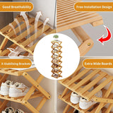 YYW Bamboo Shoe Rack for Entryway,Installation-Free and Foldable Vertical Shoe Storage Organizer,Free Standing Shoe Racks Shelf Closet Shoe Organizer for Living Room (Tawny-3 Layers) YYW