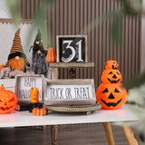 FESTWIND Halloween Home Decor, Happy Halloween Block Sign for Shelf, Mantel, Table, Halloween Decorations Indoor, Embossed Metal With Wood Frame FESTWIND