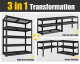 PrimeZone 72" H X 48" W X 18" D Heavy Duty Garage Shelving 5 Tier 2500 LBS Storage Shelves Adjustable Industrial Metal Wire Shelf Unit for Garage,Basement,Pantry,Warehouse,Commercial PrimeZone
