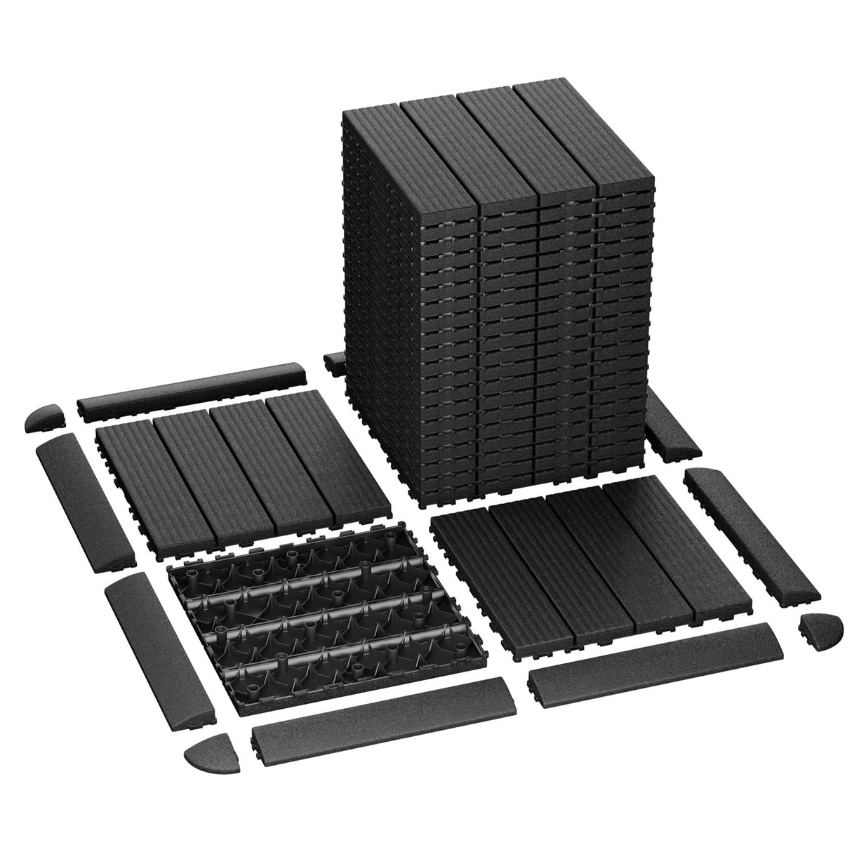 GOOFCXO 44 PCS Interlocking Deck Tiles, 12"x12" Plastic Outdoor Patio Flooring Boards 44 Sq.Ft. All Weather Use Patio Floor Decking Tiles Waterproof Non-Slip for Pool Porch Balcony Backyard GOOFCXO