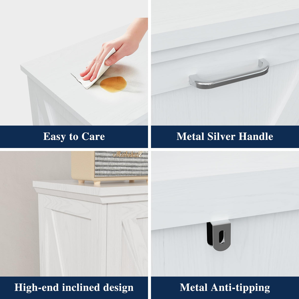 TOLEAD Tilt Out Trash Can Cabinet, 10 Gallon Kitchen Trash Cabinet Hidden Trash Can with Deodorizing & Negative Ion Pet Proof for Kitchen,Dining Room, Living Room,Double White TOLEAD