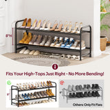 SLEEPING LAMB Long 2-Tier Shoe Organizer for Closet, Stackable Wide Shoe Rack Holds 18-Pairs Low Shoe Shelf Storage for Bedroom, Floor, Entryway(Black) SLEEPING LAMB