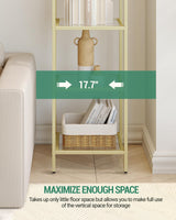 Hzuaneri Gold Arched 6-Tier Tempered Glass Bookshelf for Elegant Storage Hzuaneri