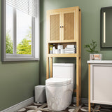 Rattan Over The Toilet Storage Cabinet – Chic Bathroom Organiser with Adjustable Shelf and Space-Saving Design knoworld
