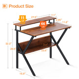 ODK Small Desk, 27.5 Inch Small Computer Desk for Small Spaces, Compact Desk with Storage, Tiny Desk Study Desk with Monitor Stand for Home Office, Espresso ODK