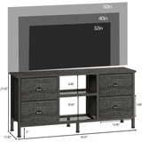 Furologee TV Stand with 4 Drawers, Small Entertainment Center with Open Shelf, Dresser TV Console Table for 50" TV, Media Center for Bedroom, Living Room/Black Oak Furologee