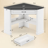 SEDETA 31.5" Corner Desk, Small Corner Desk for Small Space, Farmhouse Corner Computer Desk with Drawer, Small Computer Desk with Storage Shelves for Home Office, Living Room, Bedroom, White SEDETA