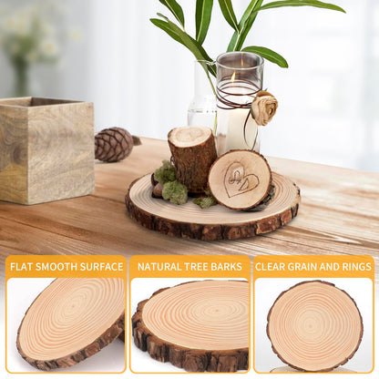 OPULANE Natural Wooden Decorative Tray 9-10 Inches Round Wooden Discs Wood Tray for Farmhouse Coffee Table Rustic Wedding Centerpieces Home Decor Christmas Halloween Decorations