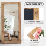 ABSWHLM Full Length Mirror 71"x32" – Solid Wood Frame, HD Tempered Glass, Wall Mounted & Leaning, Rustic Modern Decor for Bedroom, Living Room, Entryway, Light Brown ABSWHLM