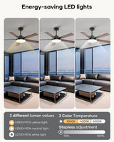 Vaczon 52 inch Black Ceiling fan with Light and Remote/APP, Ceiling Fans with Lights, 3CCT, Reversible 6 Speeds Quiet, Black Modern Ceiling Fan with Light for Indoor Outdoor Bedroom Patio Living Room Vaczon