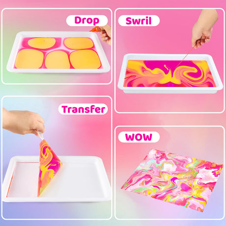 Titoclar Water Marbling Paint for Kids, Art Supplies for Kids,Arts and Crafts for Girls Boys Ages 8-12 6-8 3-5, Birthday Gifts Toys for Girls 3+ Years Old Titoclar