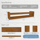 Harwaya Walnut Brown Nursery Book Shelves Wall Mounted, Wooden Floating Bookshelf for Kids Room Bedroom, Dark Wood Nursery Bookshelves for Kitchen Classroom Playroom (Solid Pine, 3-Pack) Harwaya