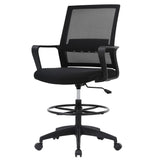 PayLessHere Drafting Chair Computer Standing Desk Chair Tall Office Chair with Lumbar Support Adjustable Foot Ring for Mesh Ergonomic Mid-Back Desk Chair (Black) PayLessHere