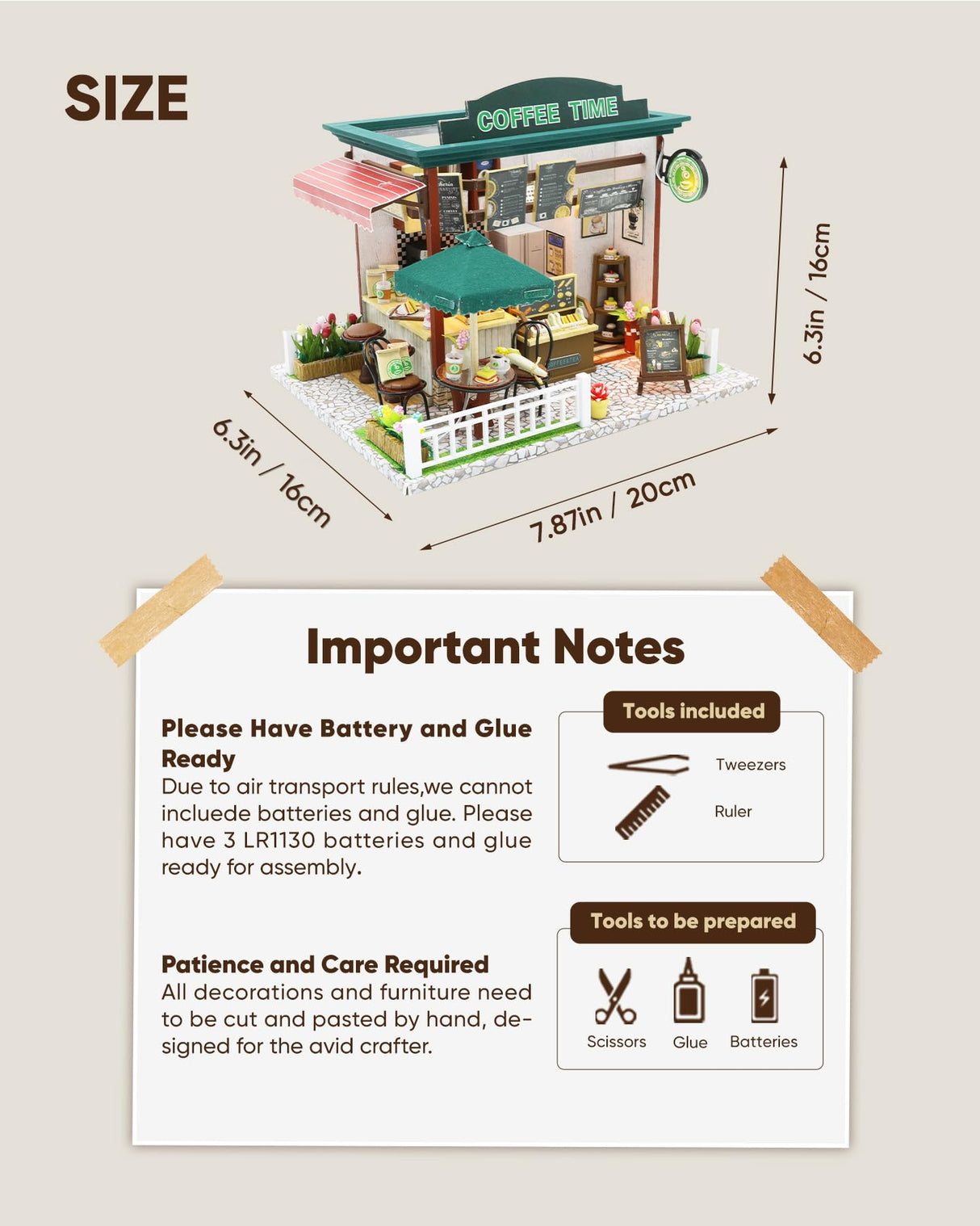 Miniature House Kit, Miniature Dollhouse, Mini Houses for Beginners, Mayberry Street Miniatures, Model Building Craft Diorama Kits for Adult, Ideal Gifts for Birthday, Easter Christmas(Coffee Shop) Flybean