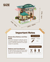 Miniature House Kit, Miniature Dollhouse, Mini Houses for Beginners, Mayberry Street Miniatures, Model Building Craft Diorama Kits for Adult, Ideal Gifts for Birthday, Easter Christmas(Coffee Shop) Flybean