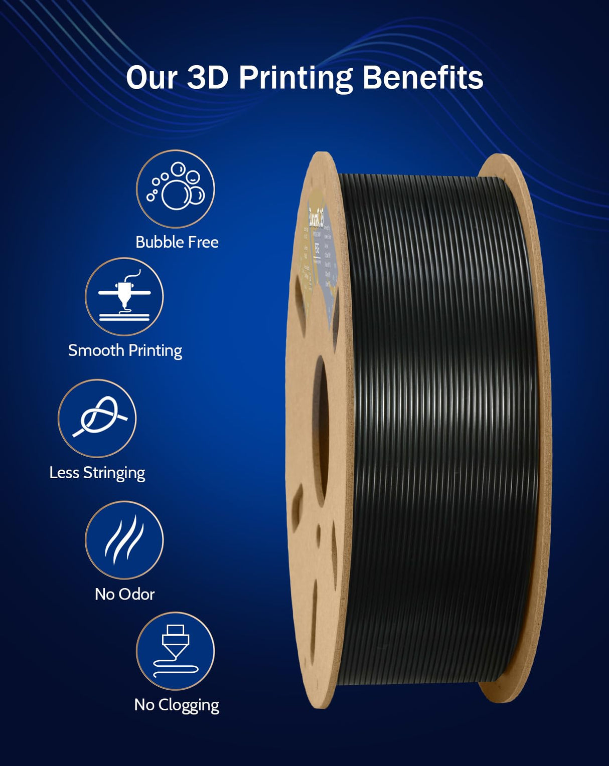 DURAMIC 3D PETG Filament 1.75mm Black, 3D Printing Filament 1kg Spool(2.2lbs), Black Filament 1.75mm Dimensional Accuracy +/- 0.05 mm Non-Tangling Non-Clogging Non-Stringing DURAMIC 3D