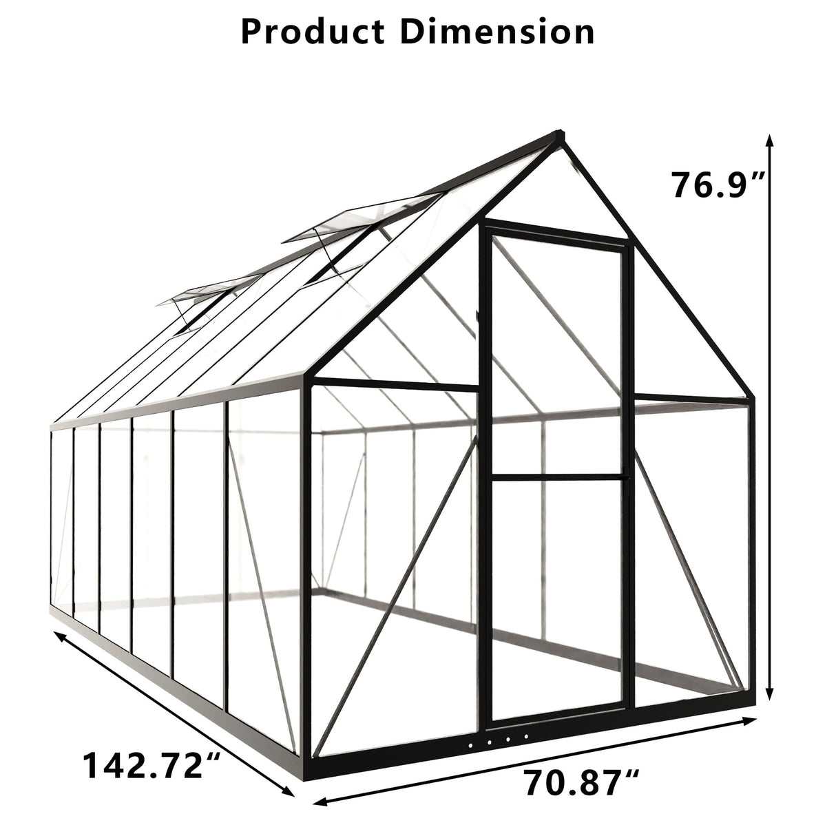 HOOYEAH Green Houses for Outside, 6 x 12 FT Polycarbonate Greenhouse with Lockable Door, Heavy Duty Winter Greenhouses for Outdoors, Aluminum Sunroom Plant Care House HOOYEAH