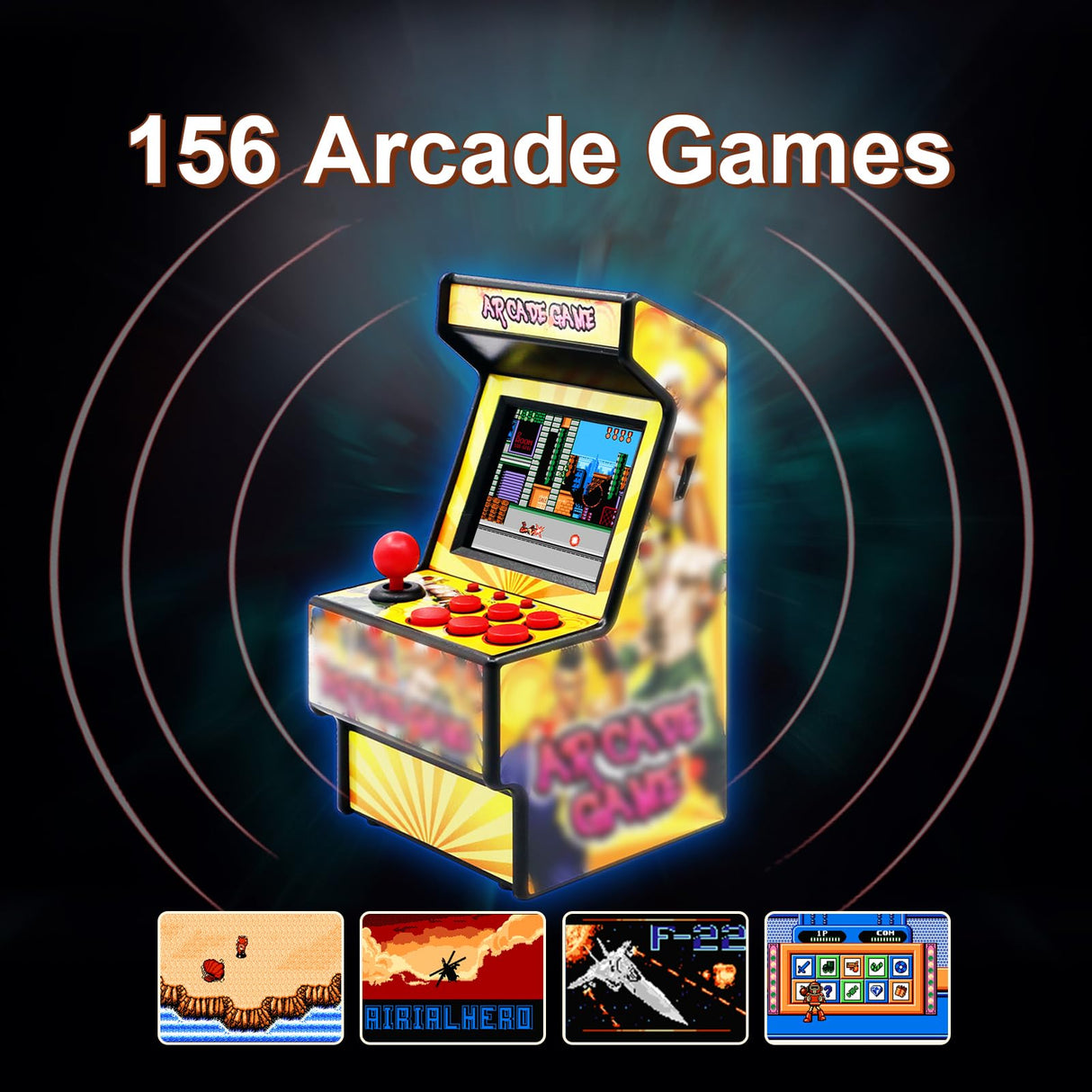 EASEGMER Mini Arcade Game Machines for Kids with 156 Classic Portable Handheld Video Games 16 Bit 2.8 Inches Screen Travel Gaming Electronic Toys Novelty Gift for Boys and Adults - Yellow EASEGMER