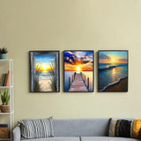 6 Pack Diamond Painting Kits for Adults Beginner, 5D Beach Diamond Art Sets, DIY Full Round Drill Sunrise Paint with Diamonds Gem Art Multi-Pack, Easy Adults Dot Gem Art for Wall Decor 12 x 16 Inch DIYDECORFUN