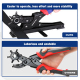 WORKPRO Desktop Leather Hole Punch Set, Rotary Belt Hole Puncher for Leather, 6 Punch Sizes, Heavy Duty Leather Hole Punch Tool for Leather Belts, Dog Collars, Watch Band, Saddles, Shoes, Home DIY WORKPRO