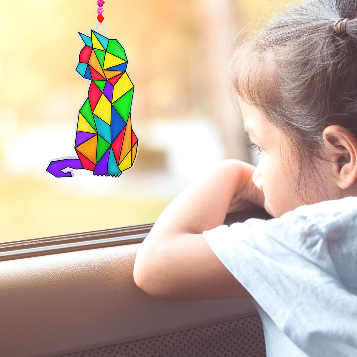 Winlyn 24 Sets Cat Suncatcher Ornaments Decorations DIY Window Paint Art Craft Kits Rainbow Kitten Sun Catchers Painting Kit for Kids Classroom Activities Birthday Summer Camping Party Art Project Winlyn