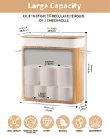 WAOHANAZ Bamboo Toilet Paper Storage with Lid & Handel, 8 Gallons (30L), Sturdy Toilet Paper Basket, Organizer for Bathroom, Kitchen, Holder with Storage, Natural WAOHANAZ