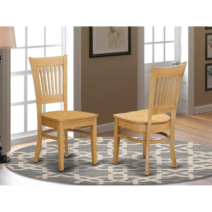 East West Furniture Vancouver Kitchen Dining Slat Back Wooden Seat Chairs, Set of 2, Oak