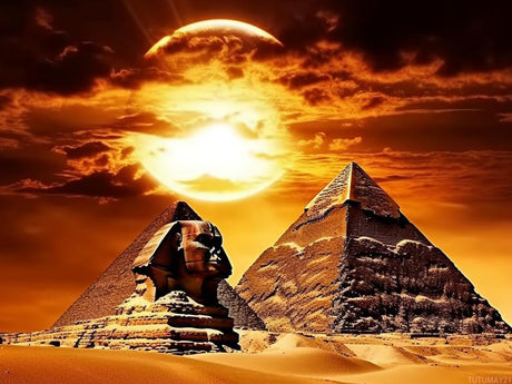TUTUMAY21 Diamond Art Painting Ancient Egypt Modern Pyramid Sphinx Wonder of The World Egypt Giza Kit for Adults by Number Kits Gem Art Wall Home Decor 12x16 inch TUTUMAY21