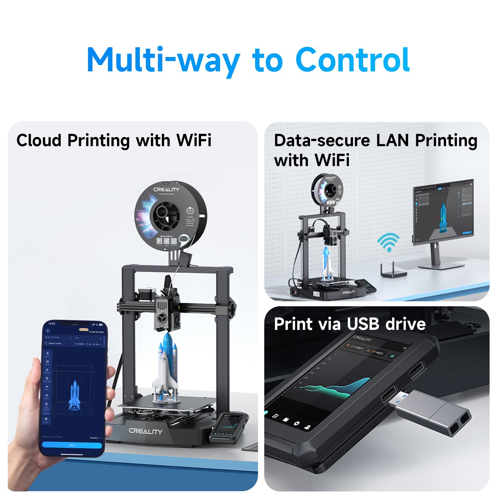 Creality Official Ender 3 V3 KE 3D Printer 500mm/s High.Speed Printing Self-Test Dual Z-axis Double Linear Shaftson Y-axis Superior Hotend Double Fans Cooling 220 * 220 * 240mm (Ender 3 V3 KE - WoodArtSupply