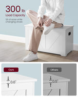 VASAGLE Storage Chest, Storage Trunk with 2 Safety Hinges, Storage Bench, Shoe Bench, Farmhouse Style, 15.7 x 31.5 x 18.1 Inches, for Entryway, Bedroom, Living Room, Cloud White ULSB062T14 VASAGLE