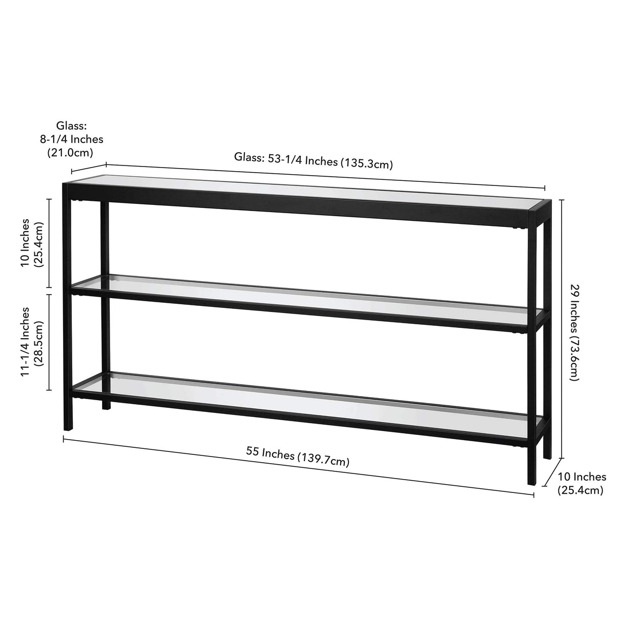 Henn&Hart 55" Wide Rectangular Console Table in Blackened Bronze, Entryway Table, Accent Table for Living Room, Hallway Henn&Hart