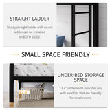 SHA CERLIN Loft Bunk Bed Twin Over Full Size with Ladder and Guardrail,Heavy Duty Metal Slats Support No Box Spring Needed Small Space Saving Furniture for Bedroom Dorm,Black SHA CERLIN
